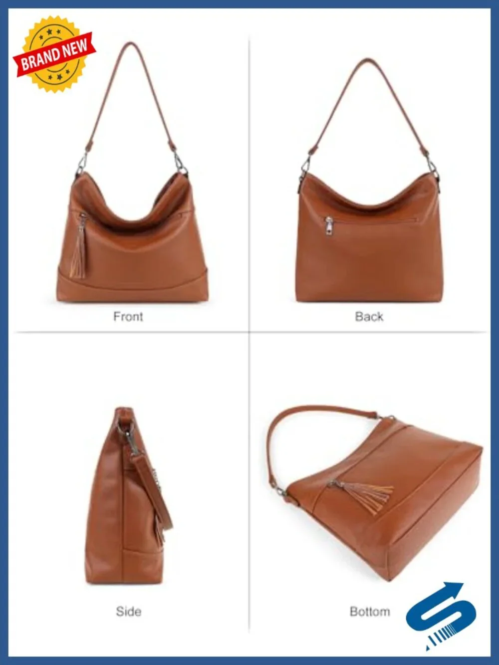 2-in-1 Hobo Crossbody Bag for Women Convertible Faux Leather Purse Tassel Accent